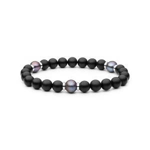 Bratara cu onix negru si perle naturale negre DiAmanti 234-123B-G